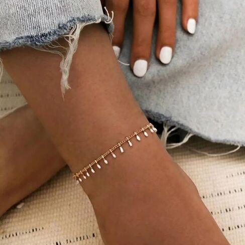 MYEARS Women Gold Anklet Dangle Dainty Foot Chain 14K Gold Filled Summer Boho Beach Simple Cute Jewelry Gift in Saudi Arabia