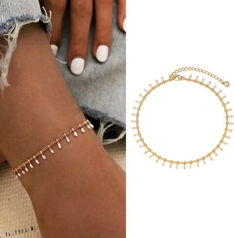MYEARS Women Gold Anklet Dangle Dainty Foot Chain 14K Gold Filled Summer Boho Beach Simple Cute Jewelry Gift in Saudi Arabia