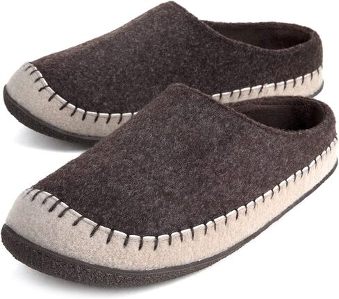 Zizor Men's Felt Fabric Slip On Moccasin House Slippers, Indoor Outdoor Rubber Sole Hard Bottom in Kuwait