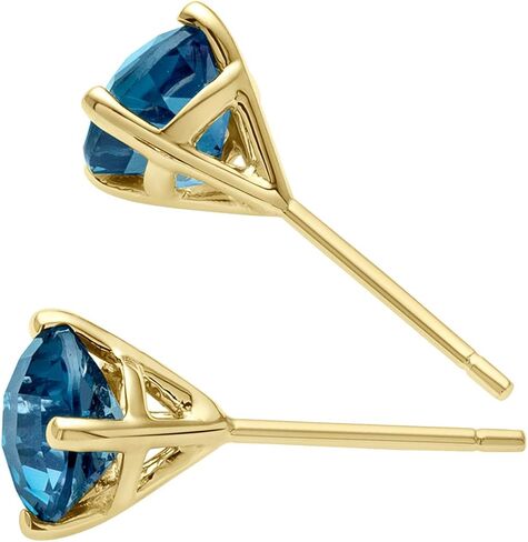 Peora 14K Yellow Gold Created Alexandrite Stud Earrings for Women, Color-Changing Round Shape, 6mm, 2 Carats total, Friction Back in Saudi Arabia