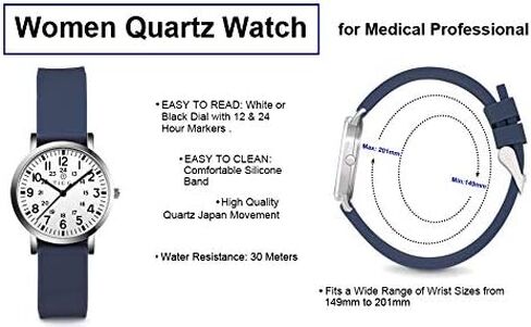 TICCI Women's Petite Watch for Medical Professionals Easy to Read Small Face, Silicone Band, Second Hand, Military Time for Nurses, Doctors, Students in Saudi Arabia