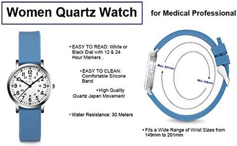 TICCI Women's Petite Watch for Medical Professionals Easy to Read Small Face, Silicone Band, Second Hand, Military Time for Nurses, Doctors, Students in Saudi Arabia
