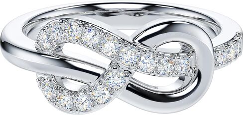 THELANDA Genuine Moissanite or Simulated Diamond Sterling Silver Tie The Infinity Love Knot Intertwined Promise Ring Engagement Ring in Saudi Arabia