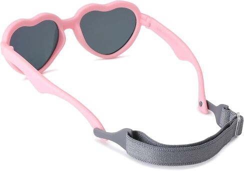 Pro Acme Baby Flexible Heart Shaped Polarized Sunglasses with Strap, Adjustable Toddler & Infant girls boys Age 0-24 Months in Kuwait