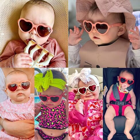 Pro Acme Baby Flexible Heart Shaped Polarized Sunglasses with Strap, Adjustable Toddler & Infant girls boys Age 0-24 Months in Kuwait