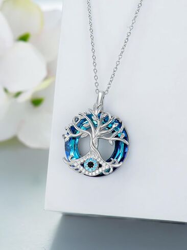 WINNICACA Sterling Silver Evil Eye Necklace Protection Crystal Pendant for Women Good Luck Vintage Evil Eye Pendant Jewelry Birthday Gifts for Women Friend Female in Saudi Arabia