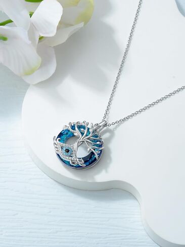 WINNICACA Sterling Silver Evil Eye Necklace Protection Crystal Pendant for Women Good Luck Vintage Evil Eye Pendant Jewelry Birthday Gifts for Women Friend Female in Saudi Arabia