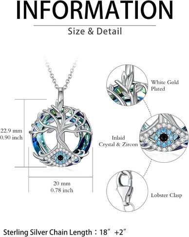 WINNICACA Sterling Silver Evil Eye Necklace Protection Crystal Pendant for Women Good Luck Vintage Evil Eye Pendant Jewelry Birthday Gifts for Women Friend Female in Saudi Arabia