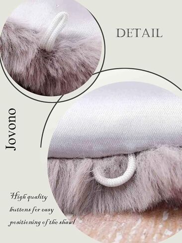 Jovono Women's Wedding Fur Shawls and Wrap Bridal Fur Scarf stoles with Rhinestone Brooch for Bride and Bridesmaids (Gray) in Kuwait