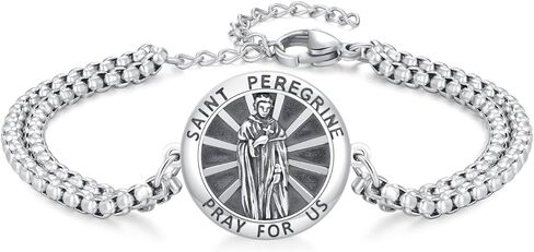 DOTBJ 925 Sterling Silver Patron Bracelet/Amulet Saint Medal Jewelry for Men Women With 7"+2" Cuban Chain in Saudi Arabia