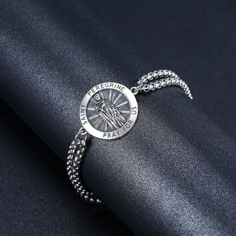 DOTBJ 925 Sterling Silver Patron Bracelet/Amulet Saint Medal Jewelry for Men Women With 7"+2" Cuban Chain in Saudi Arabia