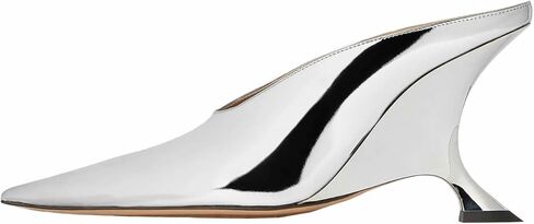 Kluolandi Metallic Heeled Mules for Women Sexy Pointed Closed Toe Slip On Wedge Mule Pumps Heels in Saudi Arabia
