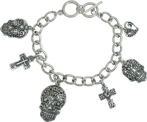 Elosee Sugar Skull Day of the Dead Charm Toggle Bracelet in Kuwait