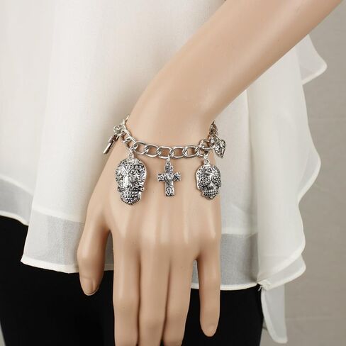 Elosee Sugar Skull Day of the Dead Charm Toggle Bracelet in Kuwait