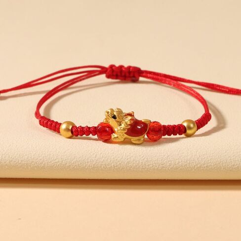 xuzhiyuan 2024 السنة الجديدة من التنين الأحمر سلسلة المنسوجة يدويا حبل مضفر حبالي قابل للتعديل الصينية زودياك الحيوان بالمينا التنين سحر سوار محظوظ سحر أساور السنة الجديدة مجوهرات هدايا للنساء الرجال الفتيات الفتيان in Kuwait