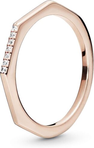 Pandora Multifaceted Ring - Rose Gold Ring for Women - Layering or Stackable Ring - Gift for Her - 14k Rose Gold-Plated Rose with Cubic Zirconia in Saudi Arabia