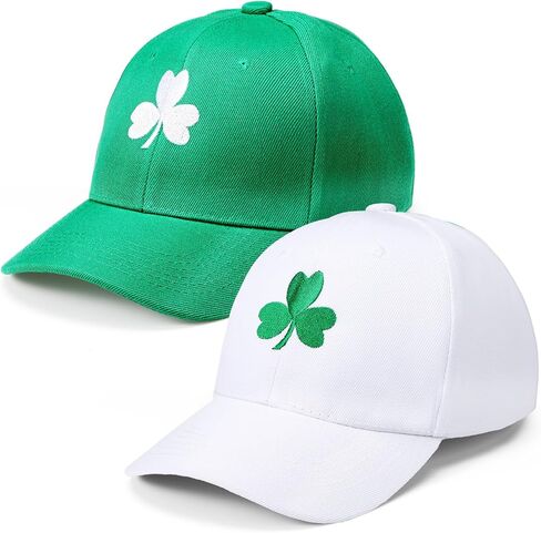 Cozypower 2 Pcs St Patricks Day Shamrock Soft Baseball Cap 3 Leaf Hats for Men St Patricks Day Accessories for Men Women in Saudi Arabia