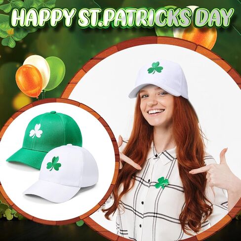 Cozypower 2 Pcs St Patricks Day Shamrock Soft Baseball Cap 3 Leaf Hats for Men St Patricks Day Accessories for Men Women in Saudi Arabia