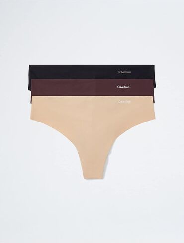 Calvin Klein Invisibles 3-Pack Thong Light Caramel/Power Plum/Black, s in Saudi Arabia