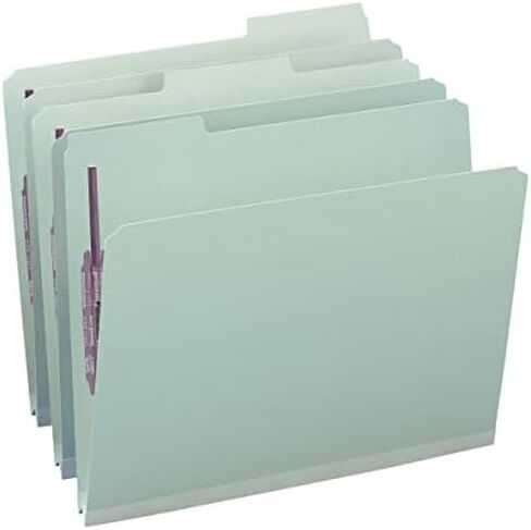 Smead Pressboard Fastener File Folder with SafeSHIELD Fasteners, 2 Fasteners, 1/3-Cut Tab, 1" Expansion, Letter Size, Gray/Green, 25 per Box (14931) in Saudi Arabia