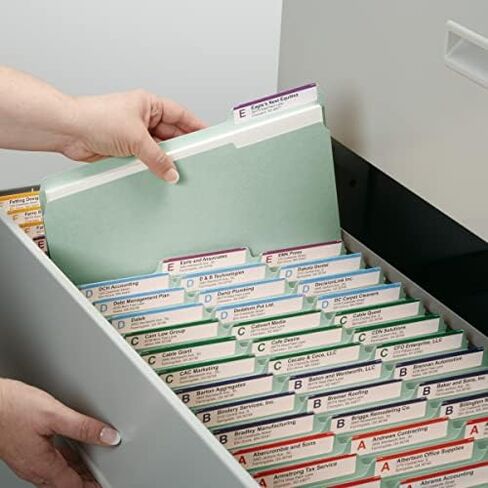 Smead Pressboard Fastener File Folder with SafeSHIELD Fasteners, 2 Fasteners, 1/3-Cut Tab, 1" Expansion, Letter Size, Gray/Green, 25 per Box (14931) in Saudi Arabia