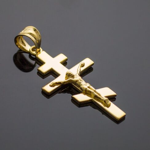 14k Yellow Gold Russian Orthodox Cross Crucifix Pendant in Saudi Arabia