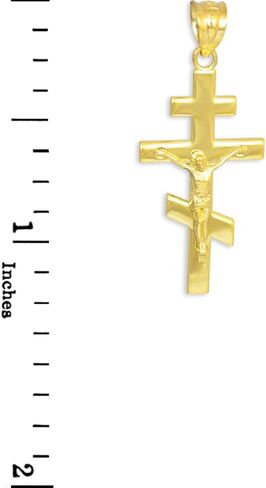 14k Yellow Gold Russian Orthodox Cross Crucifix Pendant in Saudi Arabia