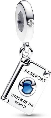 Pandora Openable Passport Dangle Charm - Bracelet Charm Moments Bracelets - Great Gift for Her - Sterling Silver & Enamel with Blue Cubic Zirconia - With Gift Box in Saudi Arabia