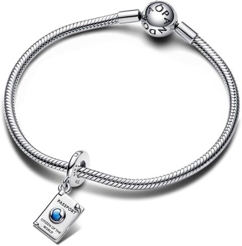 Pandora Openable Passport Dangle Charm - Bracelet Charm Moments Bracelets - Great Gift for Her - Sterling Silver & Enamel with Blue Cubic Zirconia - With Gift Box in Saudi Arabia