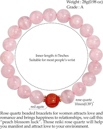 Jewever Geniune Natural Quartz Beaded Bracelet for Women Agate Sutra Beads Amulet Bracelet Stretch Healing Crystals and Gemstones Gifts for Jewelry in Saudi Arabia