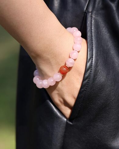 Jewever Geniune Natural Quartz Beaded Bracelet for Women Agate Sutra Beads Amulet Bracelet Stretch Healing Crystals and Gemstones Gifts for Jewelry in Saudi Arabia