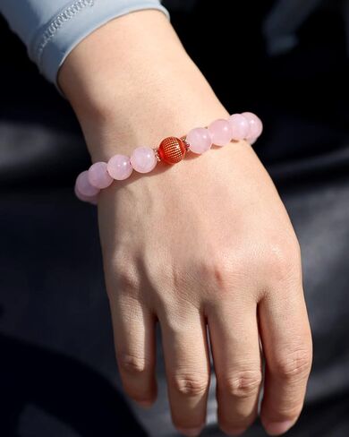 Jewever Geniune Natural Quartz Beaded Bracelet for Women Agate Sutra Beads Amulet Bracelet Stretch Healing Crystals and Gemstones Gifts for Jewelry in Saudi Arabia