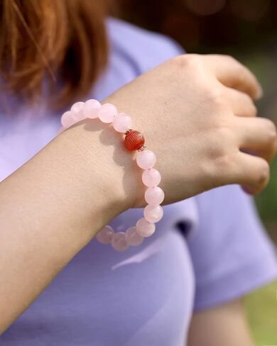 Jewever Geniune Natural Quartz Beaded Bracelet for Women Agate Sutra Beads Amulet Bracelet Stretch Healing Crystals and Gemstones Gifts for Jewelry in Saudi Arabia