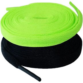 HappyStream 2 Pair Flat Shoelaces 5/16". Shoe Laces for Sneakers Athletic Running Shoes in 40"-72" Length.