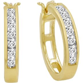 Certified Genuine Natural Diamond Round Hoop Earrings for Women in 10K Yellow or 10K White Gold |Choose 1/2ct tw or 1ct tw-IGI or AGS Certified Diamonds