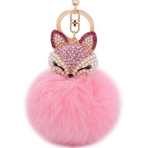 Anple Boseen Genuine Rabbit Fur Ball Pom Pom Keychain in Saudi Arabia