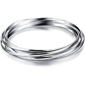 Fashion Women 925 Sterling Silver Bracelet five Smooth Combination Stackable Bangles Diameter 60-65 -68 MM Solid Silver On Bangle Cuff Fine Jewelry Gifts in Kuwait