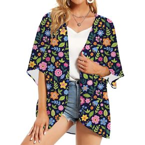 KYKU Womens Kimono Cardigans Floral Print Bathing Suit Beach Cover Up Summer Top