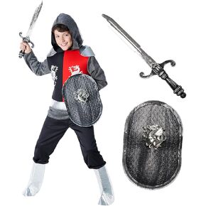 Morph Boys Medieval Knight Costume, Silver, Large
