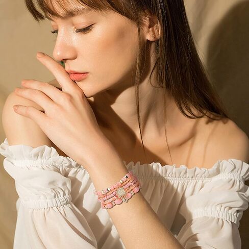 IRONBOX 6 مجموعات البوهيمي تكويم الخرزة الأساور للنساء متعدد الألوان تمتد حبة الأساور متعدد الطبقات بوهو سوار مجموعة in Kuwait