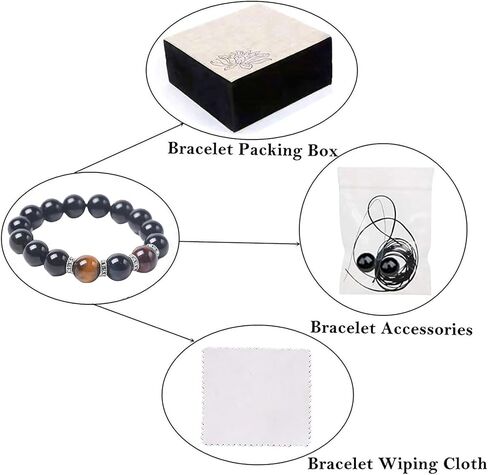 Black Obsidian Tiger Eye Triple Protection Bracelet - Protection - Bring Luck and Prosperity - Relieves Anxiety- Black Obsidian - Red Tiger Eye - Yellow Tiger Eye - Blue Tiger Eye - Crystal Stone Bead Stretch Bracelet Bangle for Women Men Couples in Saudi Arabia