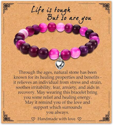 epirora احصل على هدايا جيدة قريبًا للنساء، سوار من الحجر الطبيعي للشفاء من الجمشت وممتد، هدايا ملهمة لتخفيف التوتر، هدايا مجوهرات للتعافي من الجراحة للنساء والفتيات المراهقات in Kuwait