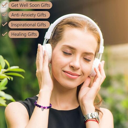 epirora احصل على هدايا جيدة قريبًا للنساء، سوار من الحجر الطبيعي للشفاء من الجمشت وممتد، هدايا ملهمة لتخفيف التوتر، هدايا مجوهرات للتعافي من الجراحة للنساء والفتيات المراهقات in Kuwait