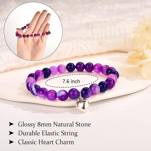 epirora احصل على هدايا جيدة قريبًا للنساء، سوار من الحجر الطبيعي للشفاء من الجمشت وممتد، هدايا ملهمة لتخفيف التوتر، هدايا مجوهرات للتعافي من الجراحة للنساء والفتيات المراهقات in Kuwait