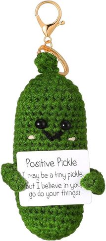 Landical Funny Positive Cucumber Pickle Keychain Crochet Knitted Positive Emotional Pickle Cucumber Doll with Positive Card Cucumber Keys Bags Ornament for Birthday Creative Funny Inspirational Gift in Kuwait