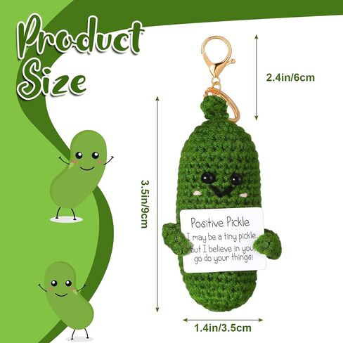 Landical Funny Positive Cucumber Pickle Keychain Crochet Knitted Positive Emotional Pickle Cucumber Doll with Positive Card Cucumber Keys Bags Ornament for Birthday Creative Funny Inspirational Gift in Kuwait