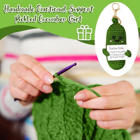 Landical Funny Positive Cucumber Pickle Keychain Crochet Knitted Positive Emotional Pickle Cucumber Doll with Positive Card Cucumber Keys Bags Ornament for Birthday Creative Funny Inspirational Gift in Kuwait