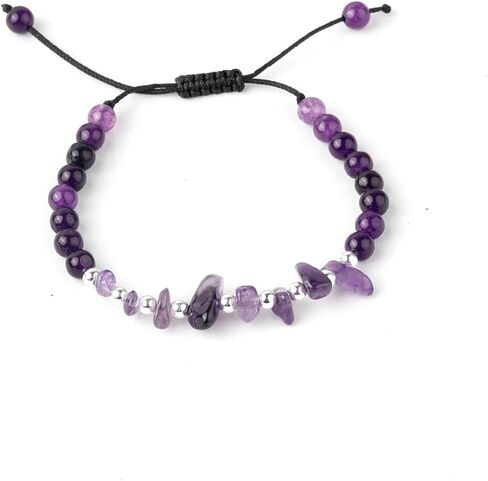 OAIITE Healing Crystal Handmade Natural Amethyst Bracelet for Women Natural Stone Beaded Bracelets Round Gemstones Stretch Bracelet Crystal Jewelry Gifts for Women in Saudi Arabia