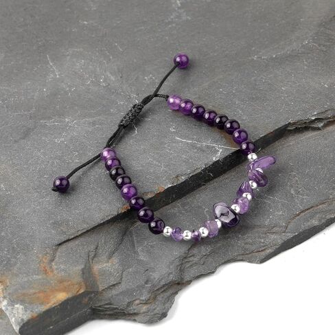 OAIITE Healing Crystal Handmade Natural Amethyst Bracelet for Women Natural Stone Beaded Bracelets Round Gemstones Stretch Bracelet Crystal Jewelry Gifts for Women in Saudi Arabia