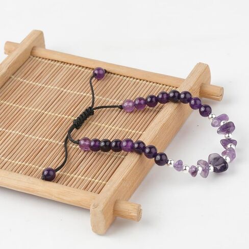 OAIITE Healing Crystal Handmade Natural Amethyst Bracelet for Women Natural Stone Beaded Bracelets Round Gemstones Stretch Bracelet Crystal Jewelry Gifts for Women in Saudi Arabia